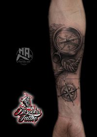Kompass rope seil landkarte Tattoo