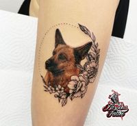 hund dog color micro portrait tattoo color